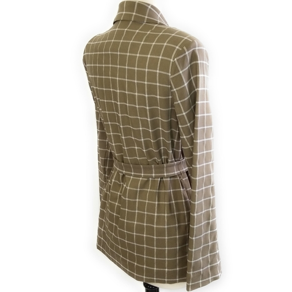 LOVERS + FRIENDS NWT Womens Kyrie Belted Blazer Jacket in Olive Plaid Size M - Picture 6 of 13